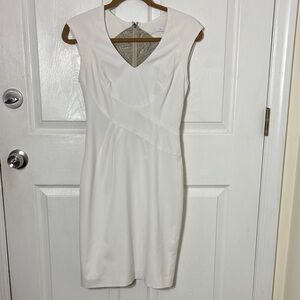 Black Halo White Cap Sleeve Dress Lace Back zipper back Bodycon Jackie O couture